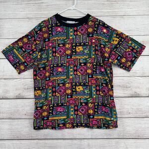 Vintage Shenanigans Shirt Womens Large Floral Geometric 90s Tee